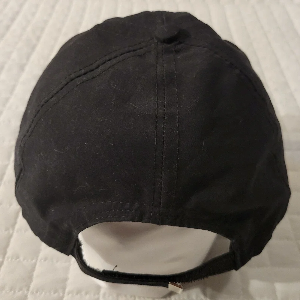 Adidas Climalite Black Baseball Cap White Logo Hook & Loop Adjustable Sporty Hat